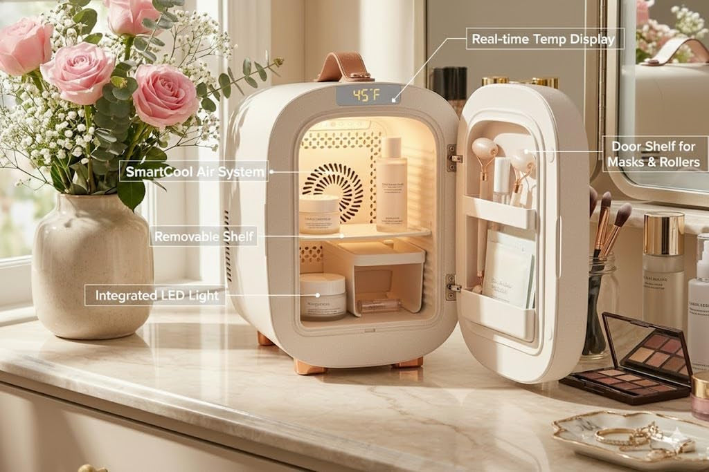 5 Liter Mini Fridge, Compact Beauty Refrigerator for Skincare, Makeup, Cosmetics Storage
