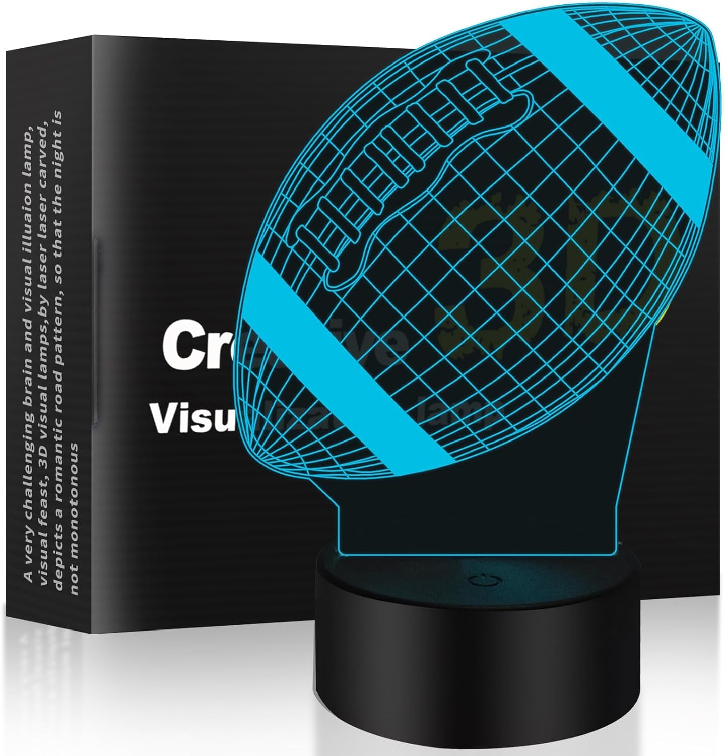 3D Illusion Night Light Desk Lamp, 7 Colors Auto Gradual Changing USB Powered LED Lights with Touch Switch for Kids Gifts Home Decoration (Baseball Helmet)